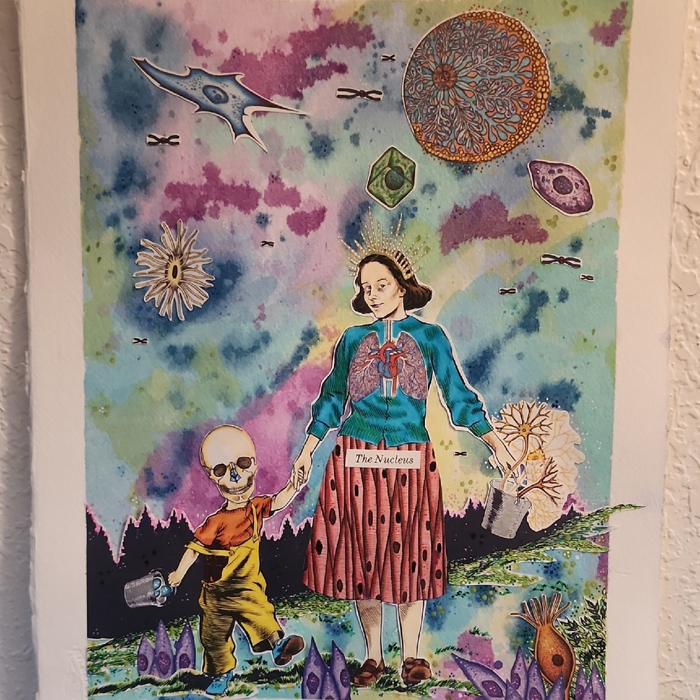 Original Hand Colored/painted Collage Surreal Landscape